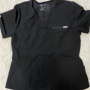 Figs scrubs black zinga slim fitted top